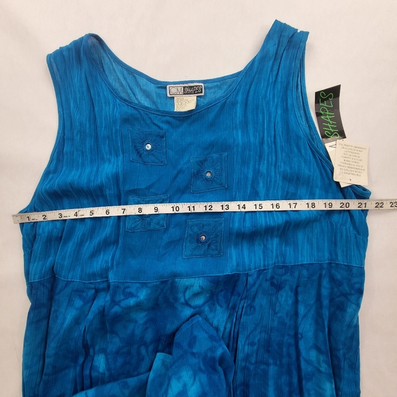 C.M Shapes Women's Maxi Dress Sleeveless Teal Embroidered Design Size 1x NWT - Picture 5 of 6